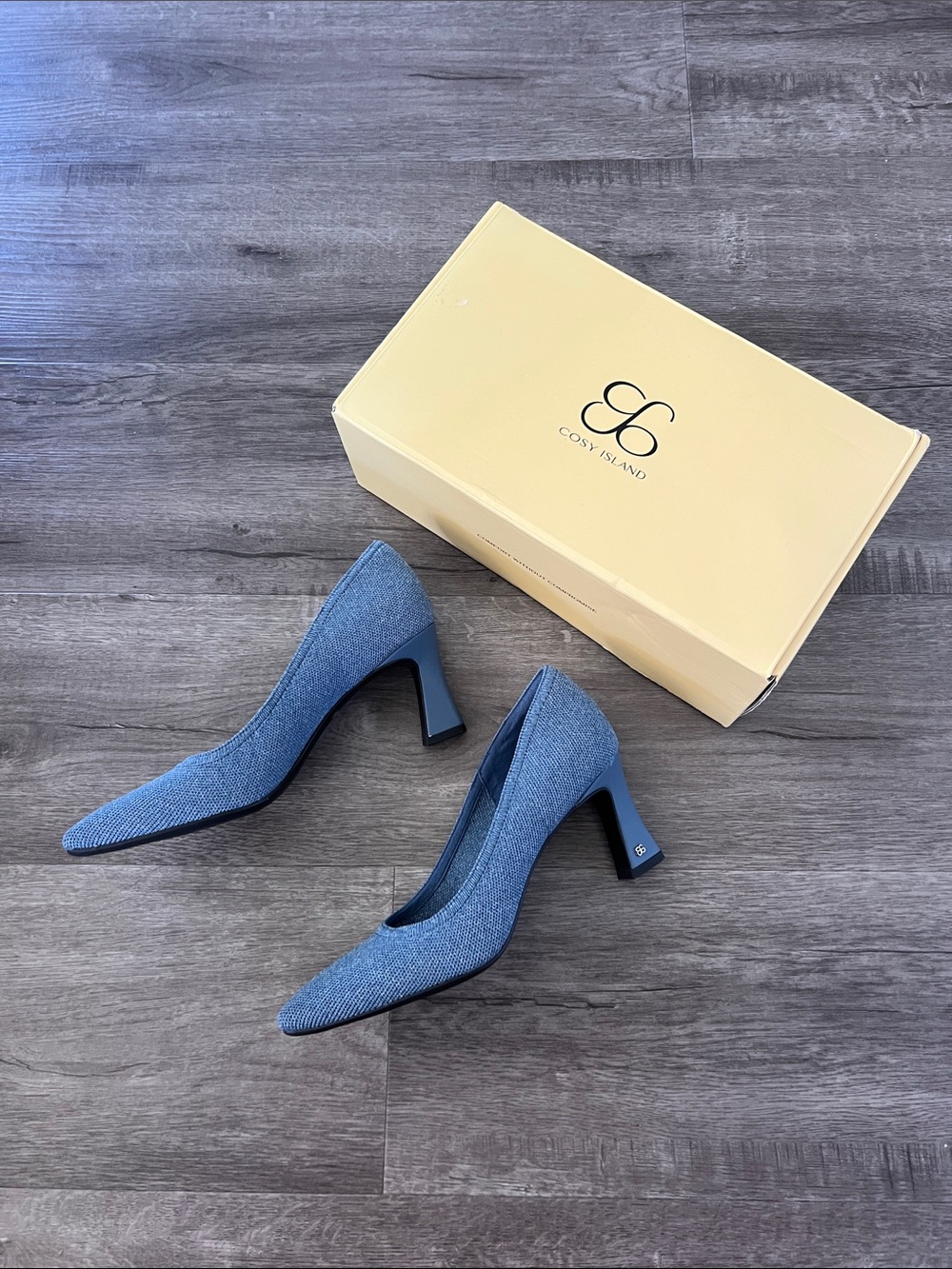Cozy Island Blue Pointed Mid-Heel Pumps
